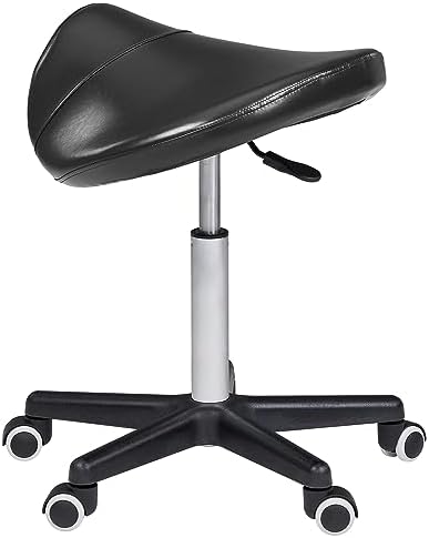 Master Massage Ergonomic Saddle Chair-Saddle Stool- Hydraulic Swivel Rolling Chair-Salon Clinical Tattoo Dentist Clinic Stool, Spas, Salons Stools, Workshop Office-Black