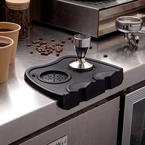 Restaurantware Espresso Tamping Mat - 8.25 x 5.75 Inches - Silicone Coffee Tamping Pad - Barista Tamper Mat - Non-Slip Black Design for Espresso Preparation and Barista Training