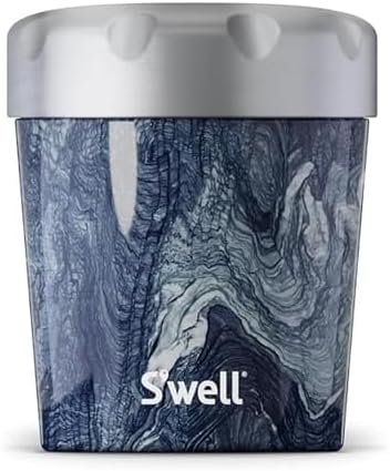 S'well Stainless Steel Ice Cream Chiller, 16oz, Azurite Marble, Triple Layered Vacuum Insulated Container Keeps Ice Cream Frozen For Up To Four Hours, BPA Free