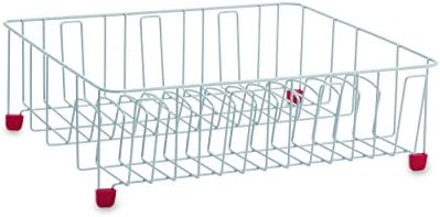 Farberware Classic Large Rust Resistant Full Dishrack with Removable 3 Compartment Flatware Caddy, Andlged Drain Board, 3-Piece, Red