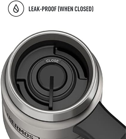 THERMOS Stainless King Vacuum-Insulated Travel Mug with Handle-16oz,Matte Steel-Thermos Tumbler for Hot&Cold Drinks-Leak-Proof&Sweat-Proof Stainless Steel Coffee Mug with Lid for Commuting,(Pack of 4)