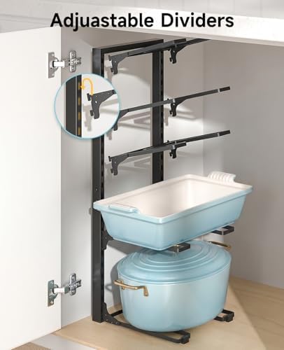 MUDEELA 10-Tier Pots and Pans Organizer Rack, 23.62" H for Cast-iron Pans