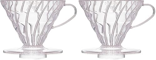 Hario V60 Plastic Coffee Dripper, 02, Clear (Pack of 2)