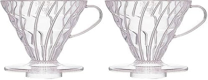 Hario V60 Plastic Coffee Dripper, 02, Clear (Pack of 2)