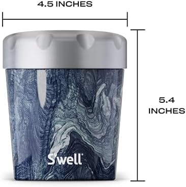 S'well Stainless Steel Ice Cream Chiller, 16oz, Azurite Marble, Triple Layered Vacuum Insulated Container Keeps Ice Cream Frozen For Up To Four Hours, BPA Free