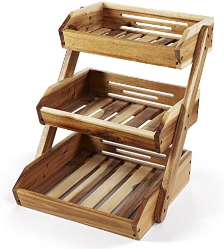 3-Tier Fruit Basket for Kitchen - Durable, Multifunctional, Large Capacity Fruit & Veggie Stand with Snack Organizer