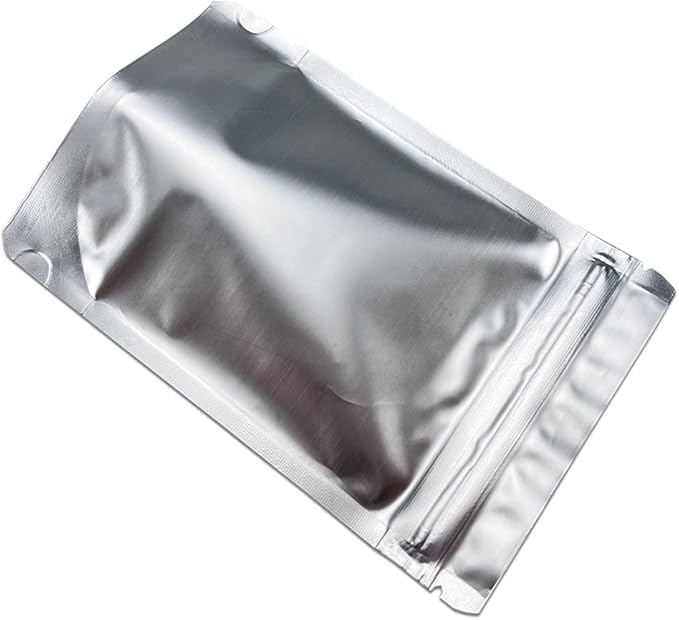PABCK 50 Pieces 5.5x7.87 inch(Inside Size 4.7x5.1 inch) Stand-Up Resealable Heat Seal Bags 3.55mil Thick Frosted Silver Foil Sealed Bags for Zip Packaging Lock Food Storage Pouch