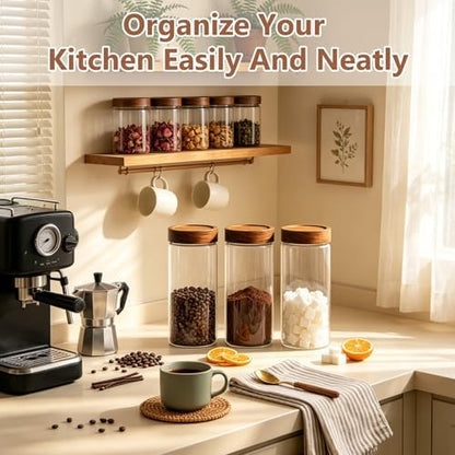 KEYWING 46 fl.oz Glass Jars with Airtight Lids, Food Storage Jars 3Pcs