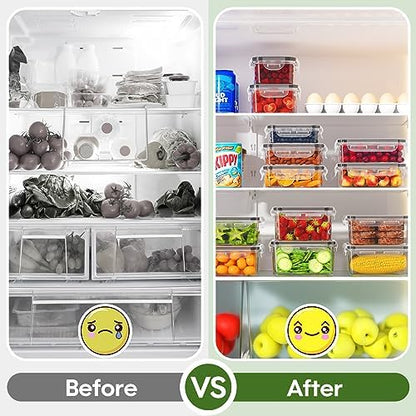KEMETHY 36-Piece Food Storage Containers with Lids(18 Container & 18 Lid), Plastic Food Containers for Pantry & Kitchen Storage and Organization, BPA-Free, Leak Proof, Reusable with Labels & Pen