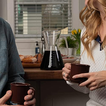 London Sip Glass Pour Over Coffee Carafe Coffee Maker with Reusable Stainless Steel Filter, Ergonomic Handle, and Easy-Pour Spout, 8-Cup (1200 mL)