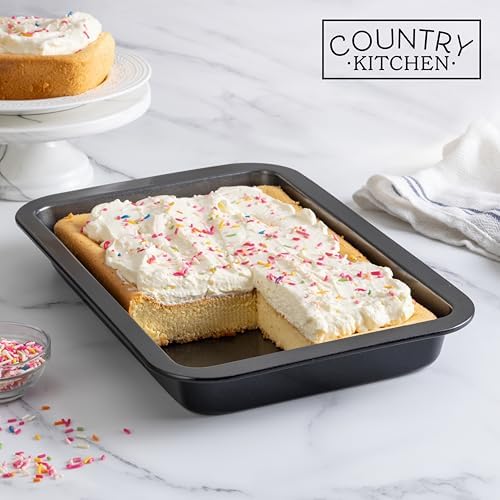 Country Kitchen Baking Pans Set - 10 Piece Non-Stick Cake Pans with Carry Lids for Easy Storage & Travel, Perfect for Parties - Stackable, Black