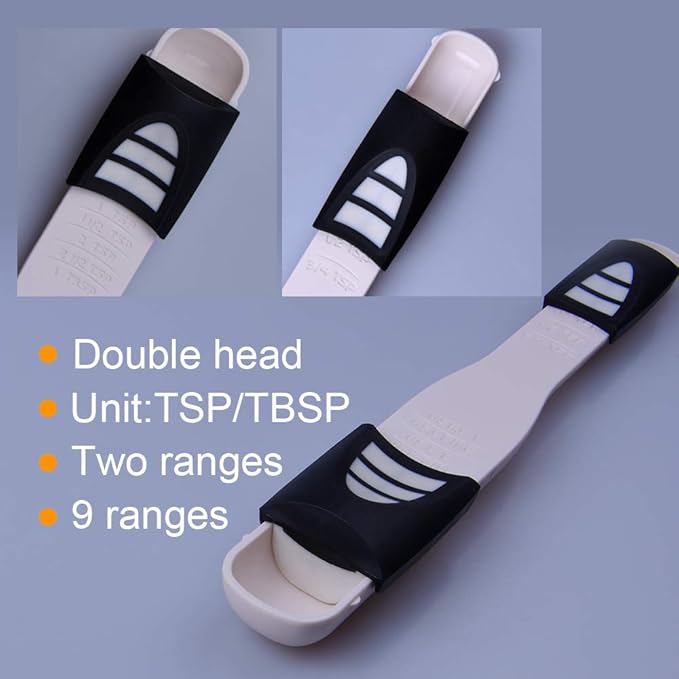 Adjustable Measuring Spoon White, Creative Double End Adjustable Scale