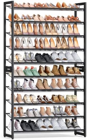 SONGMICS Metal Shoe Rack, 10-Tier Shoe Orgainzer, Holds 50-60 Pairs