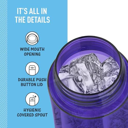 THERMOS FUNTAINER 16oz Plastic Bottle with Spout Lid, Purple
