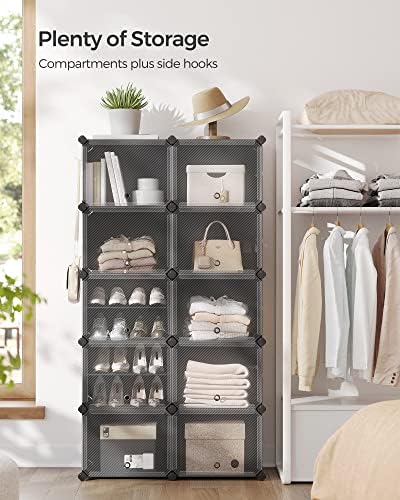 SONGMICS Shoe Rack, 10-Tier with Doors, 40-Pair Storage Cabinet