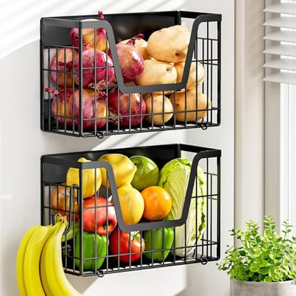 2 Pack Magnetic Shelf for Fridge, Fruit Potato & Onion Storage Bins
