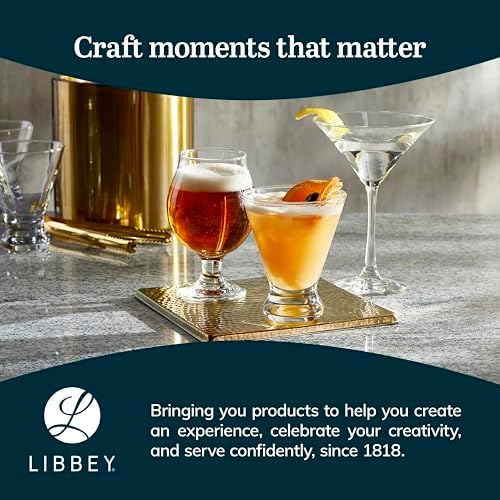 Libbey Entertaining Essentials Belgian Beer Glasses, 13 oz, Craft Beer Glasses Set of 6 for Belgian Ales, Unique Tulip Beer Glass Set for Entertaining
