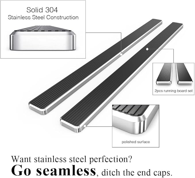 APS 304 Stainless Steel Polished 6in Silver Running Boards Compatible with Ford F150 2015-2026 SuperCrew Cab & F150 Lightning 2022-2026 & F-250 F-350 Super Duty 2017-2026 Crew Cab (Nerf Bars)