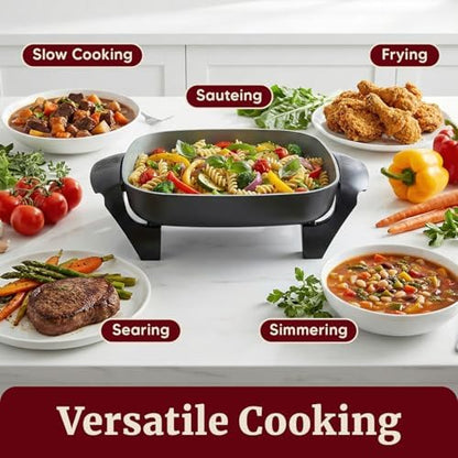 Elite Gourmet 12" Ceralast™ PFAS-Free Ceramic Electric Skillet, 1200W