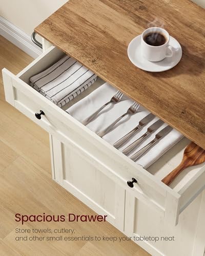 VASAGLE Mobile Kitchen Wooden Island Cart with Storage for Dining Room