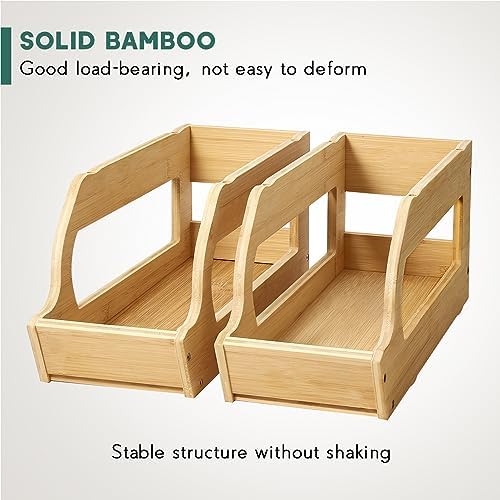 Yumkfoi Bamboo Can Organizers and Storage for Pantry(2 Pack), Stackable