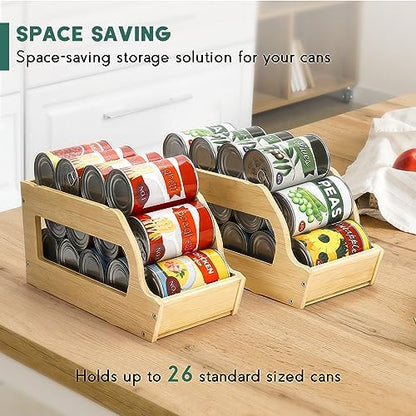 Yumkfoi Bamboo Can Organizers and Storage for Pantry(2 Pack), Stackable