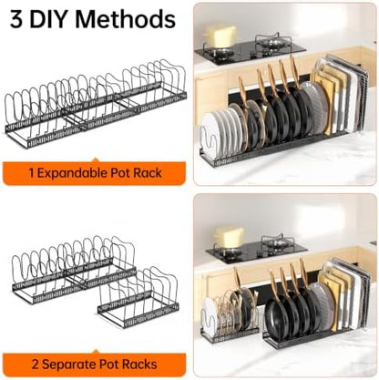MUDEELA Expandable Pot Pan Lid Organizers inside Cabinet, 20 Divider-Black