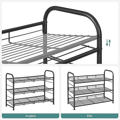 SONGMICS 3-Tier Stackable Metal Shoe Rack, Holds Up to 12 Pairs of Shoes