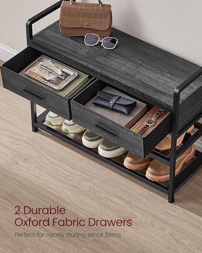 VASAGLE Hall Tree with Bench and Shoe Storage, 2 Fabric Drawers, 10 Hooks