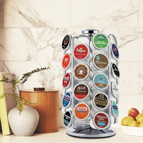 Keurig Storage Carousel, Coffee Pod Storage, Holds up to 36 Keurig K-Cup Pods, Silver