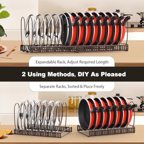 Housolution Pot and Pan Lid Organizer Holder Storage Rack, Bronze