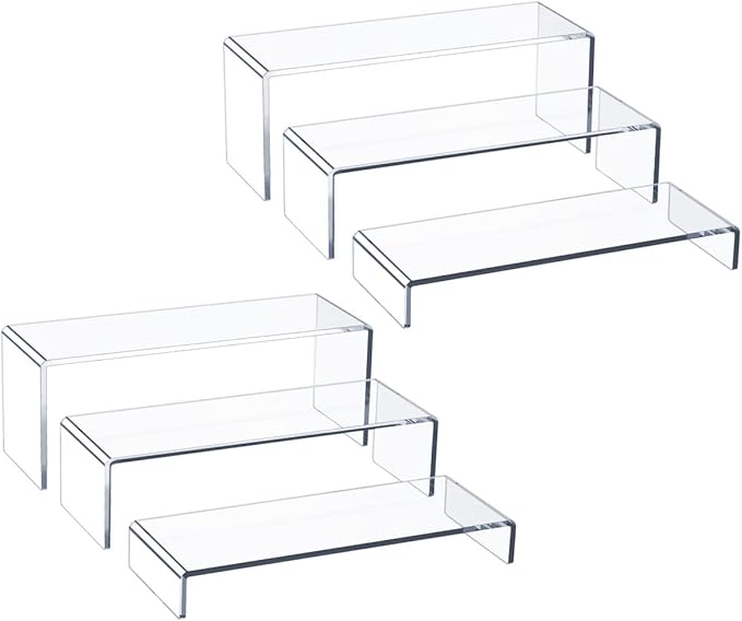 HIIMIEI Acrylic Display Riser, Thickened to 5mm Clear Rectangular Display Shelf
