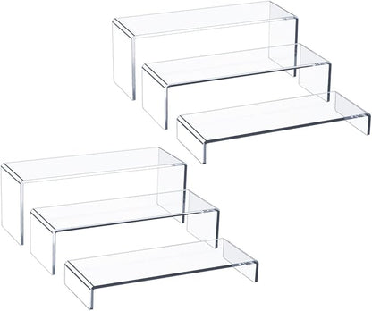 HIIMIEI Acrylic Display Riser, Thickened to 5mm Clear Rectangular Display Shelf
