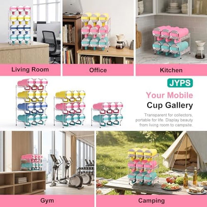 Reusable Stackable with Handle Compartment Water Bottle Tumbler Organizer for Stanley 40oz with Handle Cup, Stanley Accessories for Pantry, Cabinet & Kitchen Organization and Storage,3 Tier Hold 9