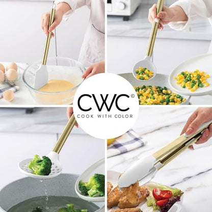 COOK WITH COLOR Silicone Cooking Utensils, Kitchen Utensil Set, Easy to Clean Silicone Kitchen Utensils, Cooking Utensils for Nonstick Cookware, Kitchen Gadgets Set with Holder, 11 Pieces
