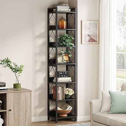 Tribesigns 78.7 Inch Tall Skinny Narrow Bookshelf Bookcase, Black