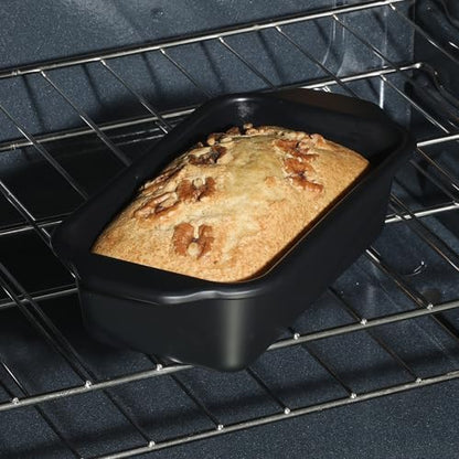 Oster Teston 9 x 5 Inch Loaf Pan, Nonstick Carbon Steel Bread Baking Pan, Matte Black, PFAS-Free, Oven-Safe, Easy Release Bakeware