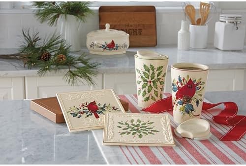 Lenox Holiday Porcelain Christmas Trivet, 6 Inch