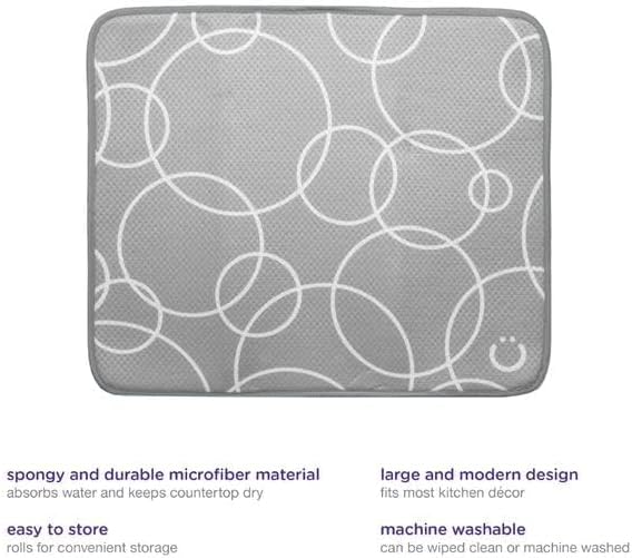 Ubbi Microfiber Dish Drying Mat, Gray 2-Pack