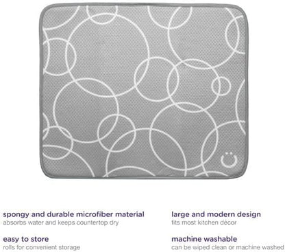 Ubbi Microfiber Dish Drying Mat, Gray 2-Pack