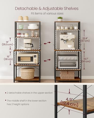 VASAGLE Coffee Bar, 23.6 Inches 6-Tier Baker's Rack with 6 Hooks