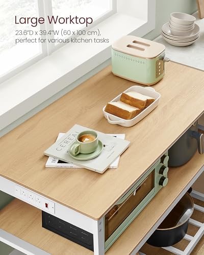 VASAGLE Kitchen Island with 3 Shelves, Storage Cabinet, Steel Structure