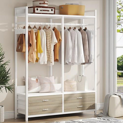 Tribesigns Freestanding Closet Organizer, Garment Rack with 4 Drawers