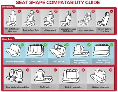 FREESOO Car Seat Covers Full Set, Black Gray Waterproof Car Seat Cover, Leather Seat Covers for Trucks, Luxury Car Seat Covers Front Seats and Auto Back, Car Seat Protector Cushion for Most SUV Cars