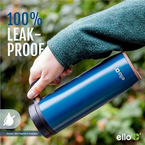 Ello Magnet 18oz Insulated Stainless Steel Travel Mug with Handle, Limestone, 18 Ounces (Pack of 6)