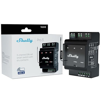 Shelly Wave Pro 3 US LR | Z-Wave Long Range 3-Channel Smart Relay Switch