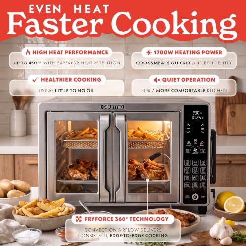 Gourmia Toaster Oven - 6-Slice Capacity, Temperature Probe, Stainless Steel