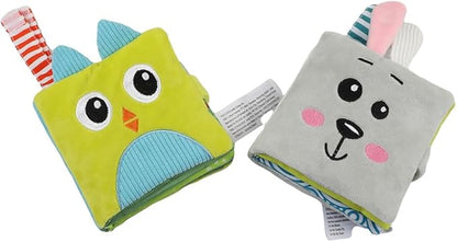 Soft Baby Books – Crinkle Cloth Books for Infants, Touch and Feel Sensory Toys, Baby Gifts for 0-6-12-18 Months, Bunny & Farm Theme (2-Pack)