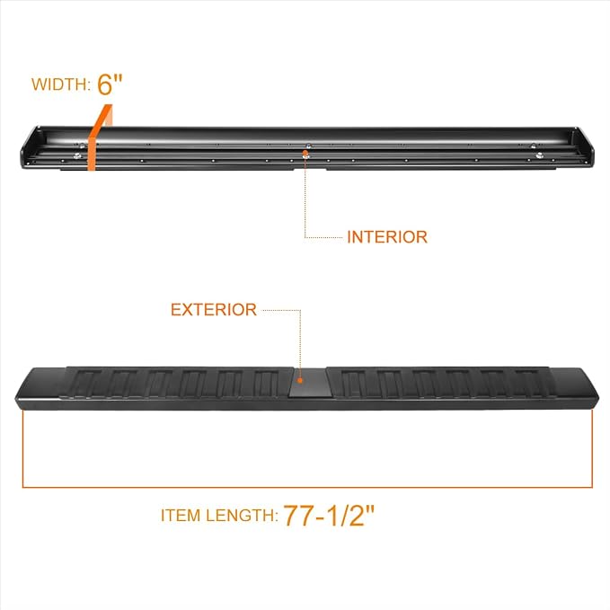 6" Running Boards Compatible with 04-24 Nissan Titan XD King Extended Cab | Aluminum Flat Side Step Nerf Bars for Truck, Heavy Duty Black Powder Coated Step Bars