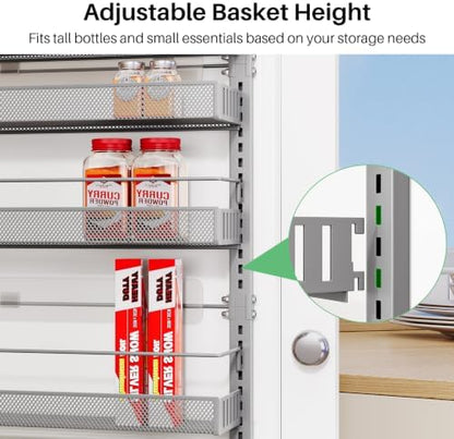 SNTD 8 Tiers Over the Door Organizer, 17" W x 6" D x 69" H, Grey